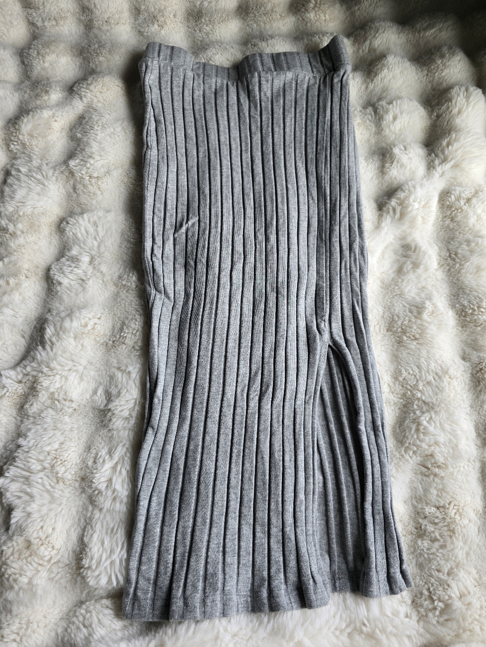SHEIN Gray Ribbed Knit Midi Skirt